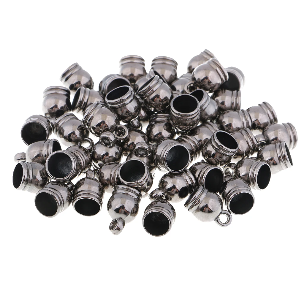50 Pieces Charms Bead End Caps Stopper Fit 8mm Cord Leather Craft Necklace Bracelet for Leather Braids Jewelry Making