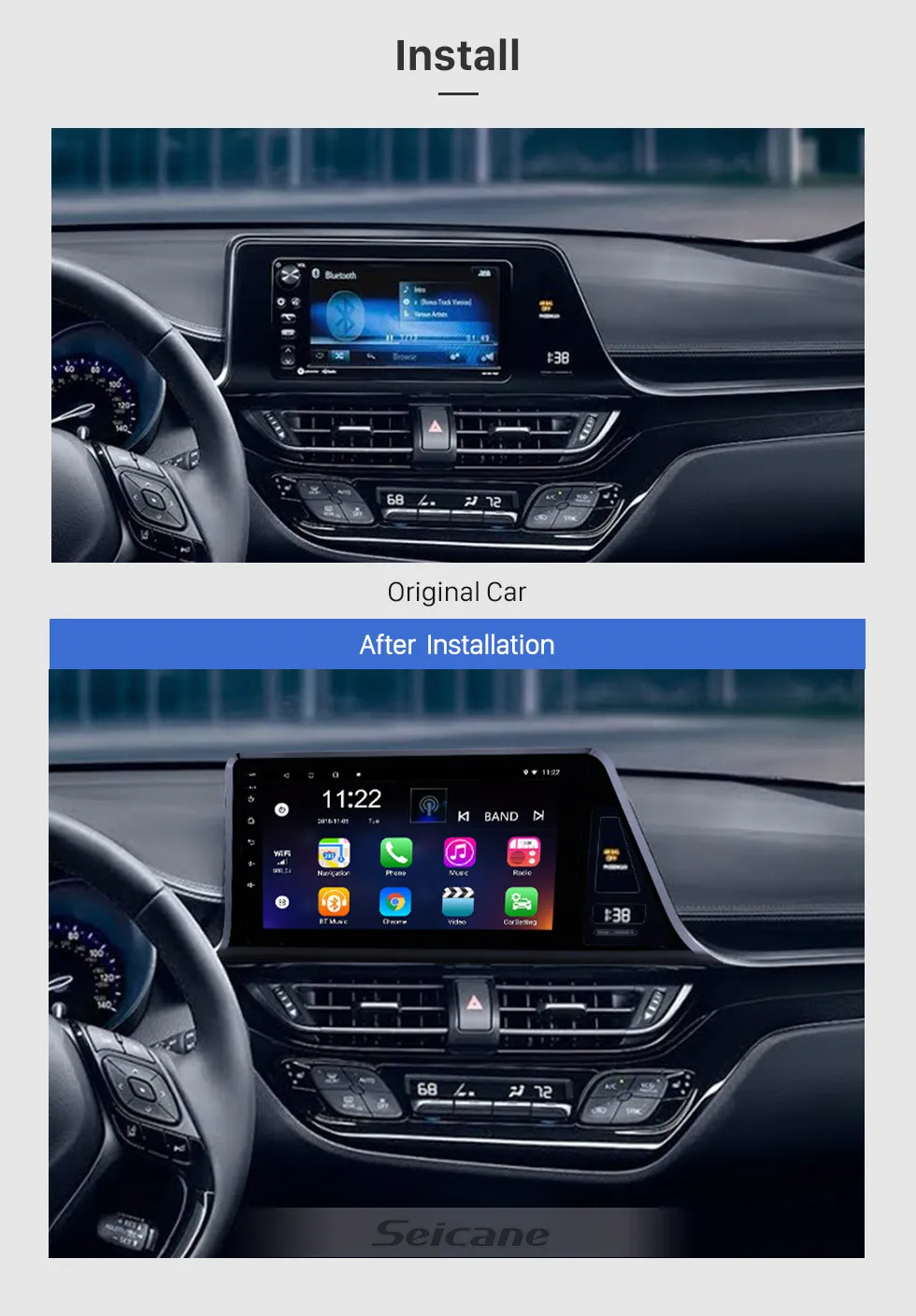 Perfect Seicane Android 8.1 HD Touch Screen 9 inch GPS Navigation Radio for 2016-2018 Toyota C-HR LHD Bluetooth 3GWifi multimedia player 15