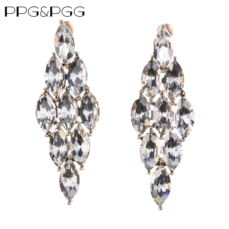 

Luxury Statement Earrings Fashion Charm Pendant Earring Wedding Jewelry Glass Drop Earrings for Women