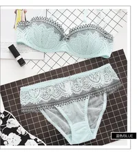 New Arrival French Young Girls Bra Sets 1/2 Thin Cup Seamless Breathable Bra Sexy Lace Embroidery Lingerie Sujetador Encaje Set