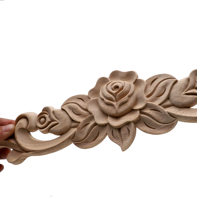 The Unpainted Wood Carving Stamp Applique Decorative Crafts Furniture Closet Door Frame Ornament Crafts Resin Crafts Wooden Figurine Crafts Glass Fruit Pendants