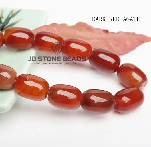 JD каменные бусины красный агат барабан формы бусины рисовой формы ручной работы браслет бусины аксессуары - Цвет: Red Agate Drum