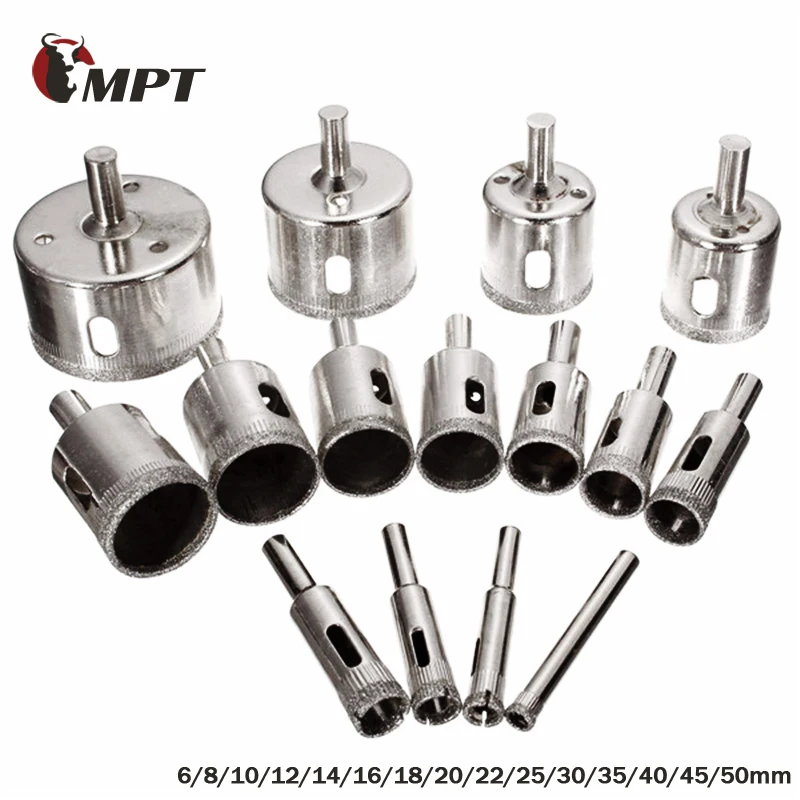 

PEGASI 15Pcs/Set 6mm-50mm Diamond Coated Hole Saw Tile Drill Bits For Glass Ceramic Porcelain Marble Drilling Bit