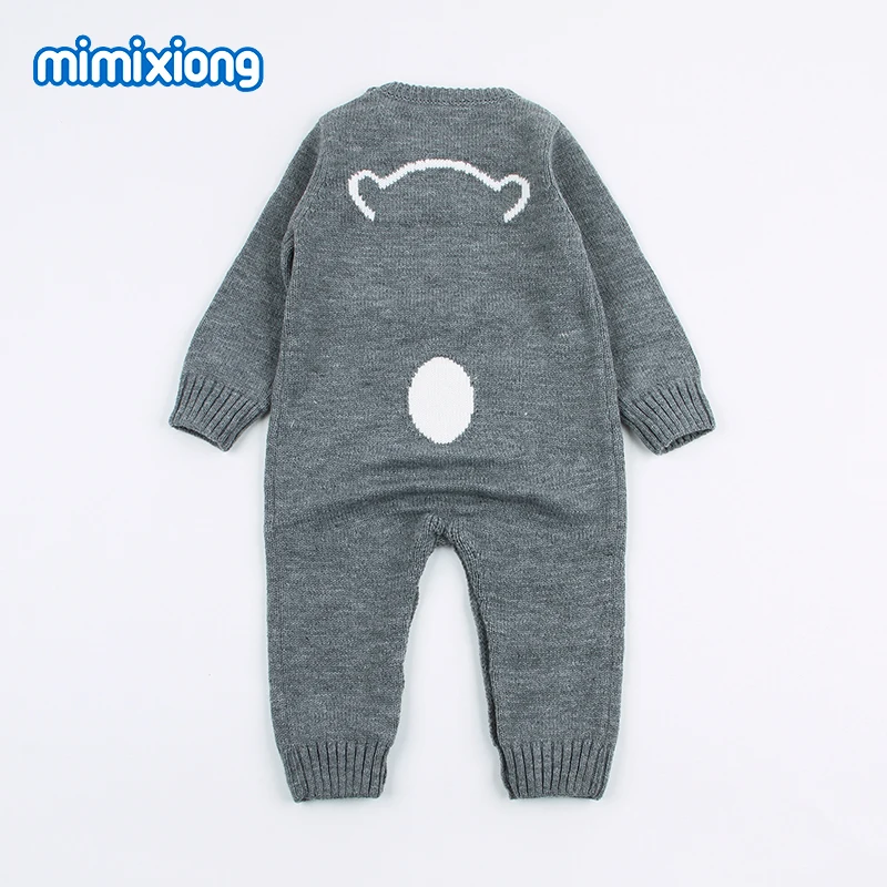 De moda bebé niño mameluco divertido Oso de dibujos animados de punto recién nacido Bebes chica monos primavera overoles para niños de una pieza de ropa