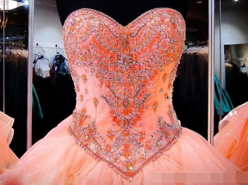 Бальные платья бальное платье Bling Милая Кристалл бисер, стразы многоуровневыми оборками из органзы Сладкий 16 Выходные туфли на выпускной