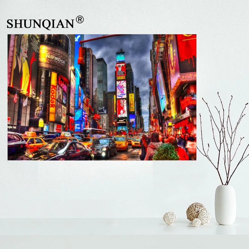 

Nice Times Square Poster Custom Canvas Poster Art Home Decoration Cloth Fabric Wall Poster Print Silk Fabric Print