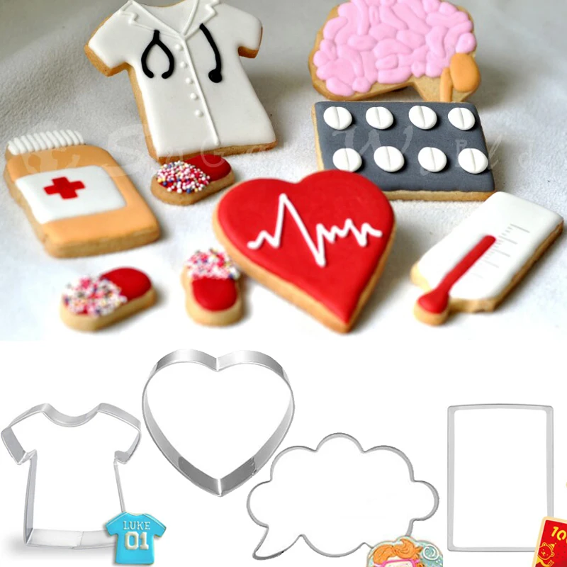 

1pcs patisserie reposteria Doctor Uniform Brain Metal Cookie Cutters Fondant Cake Decor Tools Cupcake Chocolate Biscuit Mould