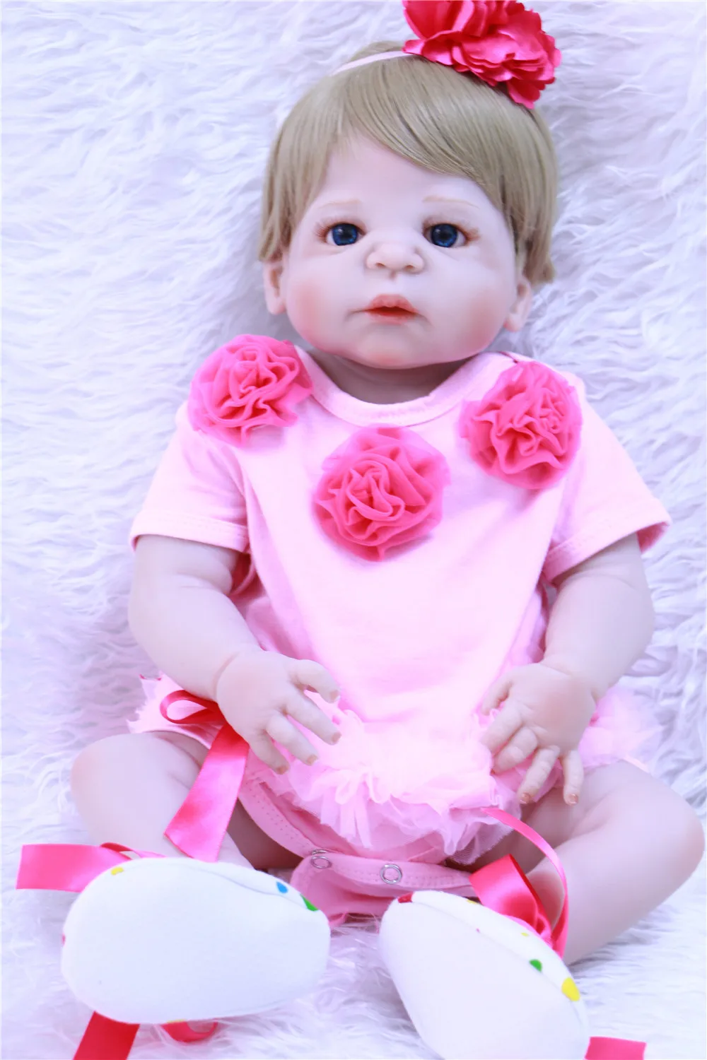 Bebe девочка возрождается 22 "полный Средства ухода за кожей силикона Reborn Baby Doll Игрушечные лошадки Lifelike Reborn Girl Doll ребенок подарок bonecas brinquedos