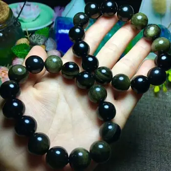

Natural Gold Obsidian Beads Powerful Bracelet 14-13.5mm AAA