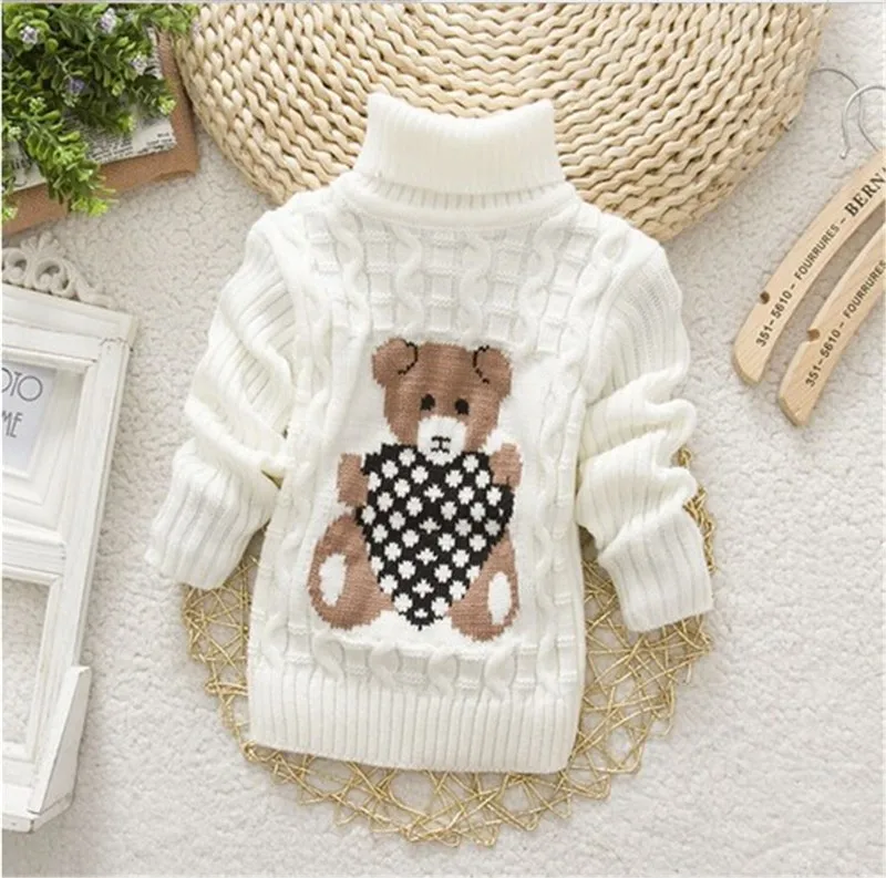 ExactlyFZ High Quality Baby Girls Boys Pullovers Turtleneck Sweaters Autumn Winter Warm Cartoon Kids Sweater
