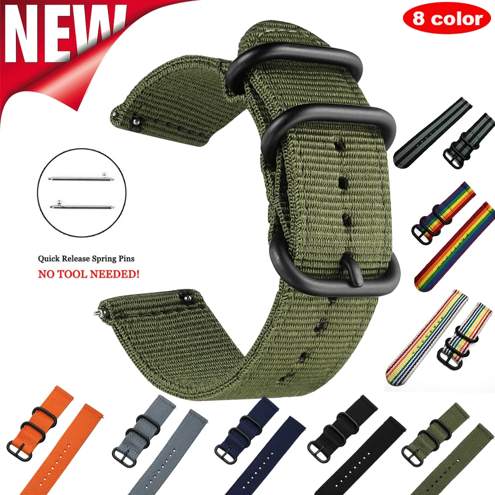 

Band For Galaxy Gear S3 S2 Classic Woven Nylon Watch Sport Strap Quick release Bands Amazfit 18mm 24mm 22mm 20mm Universal band