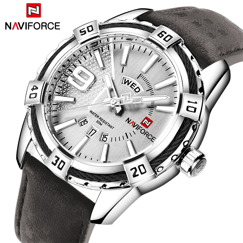 Часы NAVIFORCE мужские армейские спортивные кварцевые с кожаным ремешком|masculino|masculinos