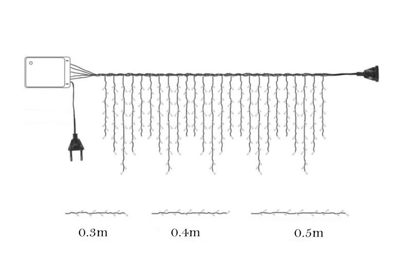 Наружная занавеска гирлянда «сосульки» 3,5 м свисает 0,3-0,5 м светодиодный светильник-гирлянда водонепроницаемый для новогоднего и рождественского домашнего декора с вилкой европейского стандарта