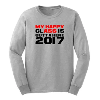 

Loo Show Mens My Happy Class is Outta Here Class of 2017 Long Sleeve Adult T-Shirts Casual Men Tee
