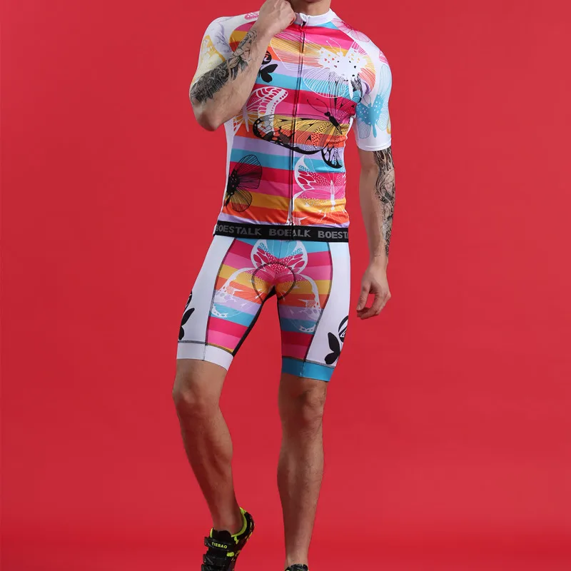 2019 glamour men cycling clothing summer comfortable breathable tights BOESTALK high quality sexy butterfly bike jersey set