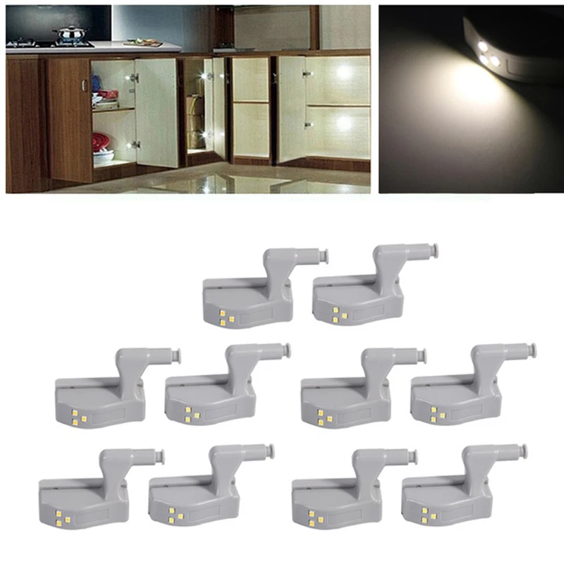  Myhomera 10Pcs Lot LED Cabinet Hinge Light Wardrobe Sensor Touch Lamp Night Lights Under Inner Cupb - 32965988834