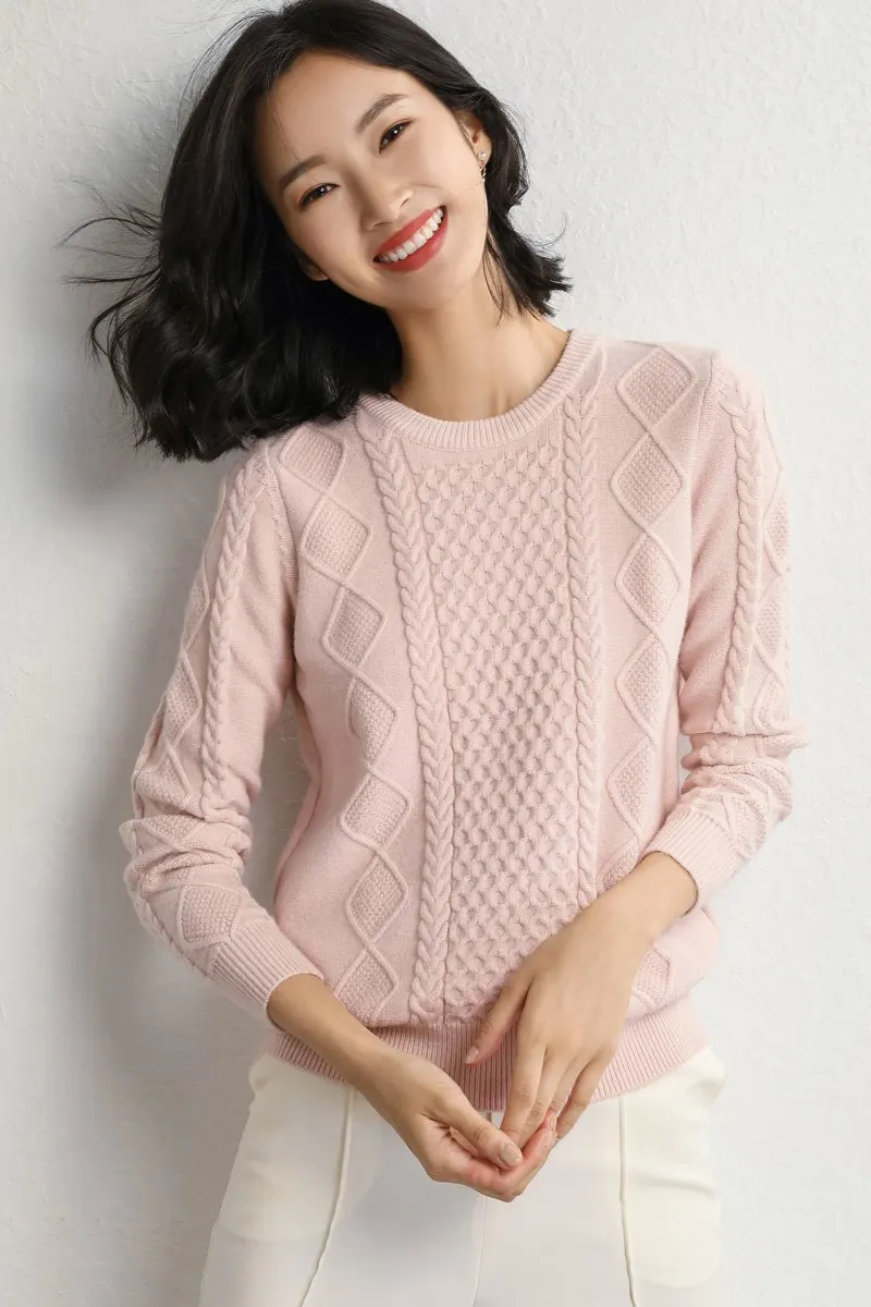 

2018 New Style High Quality Autumn Winter Women Cashmere Wool Sweater Pullovers Warm Big Size Solid O-Neck Oversize Casual Wild