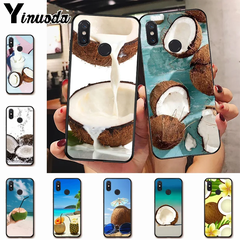 

Ynuoda fruit coconut on the beach Diy Luxury High-end Protector Case for xiaomi mi 8se 6 note2 note3 redmi 5 plus note5 cover