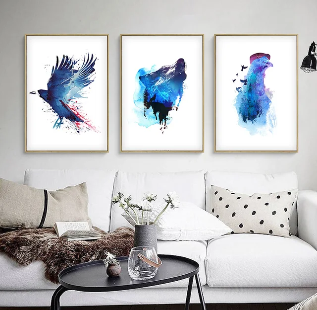 Watercolor nordic blue ocean animals diy oil painting abstract canvas art print poster pictures home decoration Watercolor nordic blue ocean animals diy oil painting abstract canvas art print poster pictures home decoration
