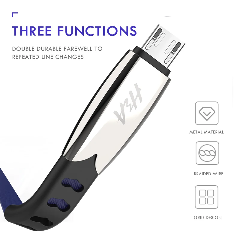 H & A الأزياء سريع شاحن كابل البيانات مايكرو usb لسامسونج ل Xiaomi هواوي المحمول كبل شحن الهاتف لالروبوت الهاتف كابل
