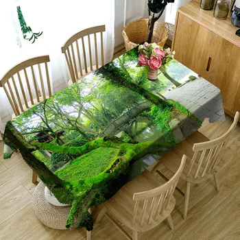 

green tablecloth Cofffee Dining Waterproof 3D rectangular tablecloth party round table cloth customized size Park Cushion cover