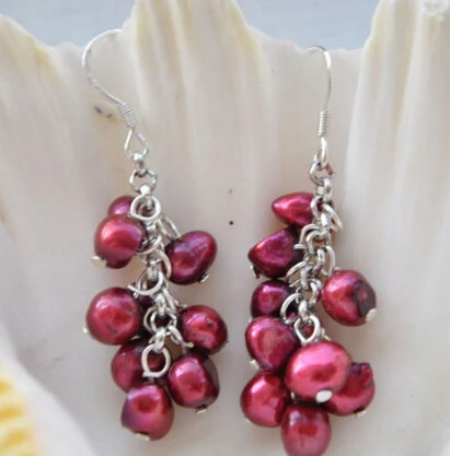 

free shipping 00123 PURPLE BAROQUE FRESHWATER PEARL grape DANGLE EARRING