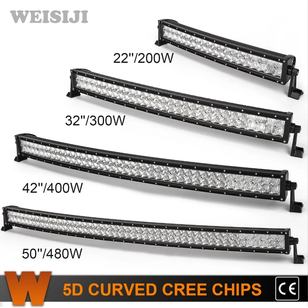 

WEISIJI 22" 32" 42" 50" 5D Curved LED Light Bar With CREE Chips Led Work Light Bar Combo Beam for Jeep Truck ATV SUV UTV 12v 24v