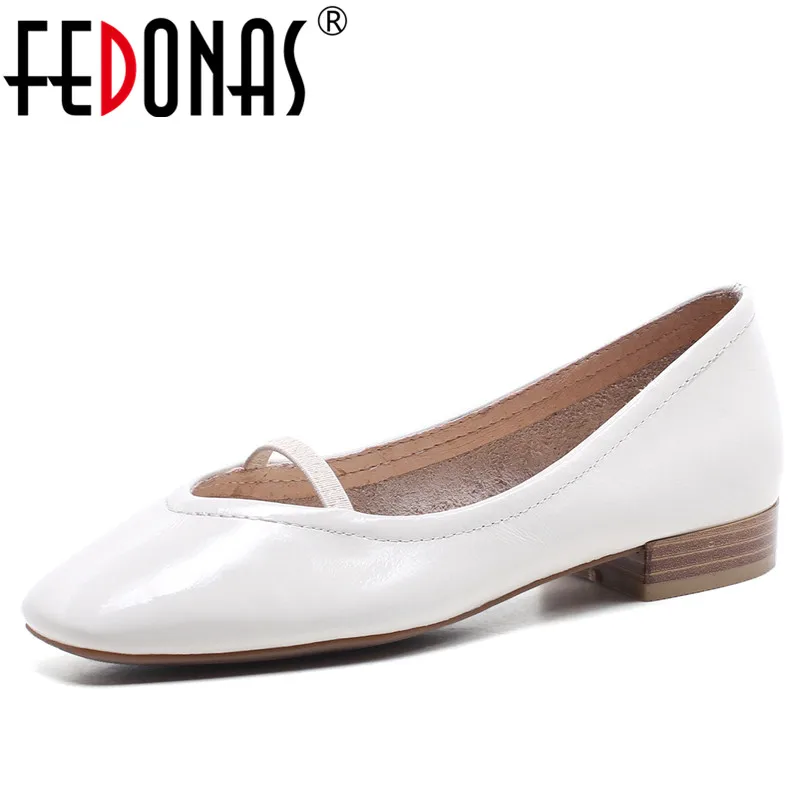 

FEDONAS Retro Black White Mary Jane Genuine Leather Shoes Woman New Low Heels Comfort Casual Shoes Female Office Pumps Shoes