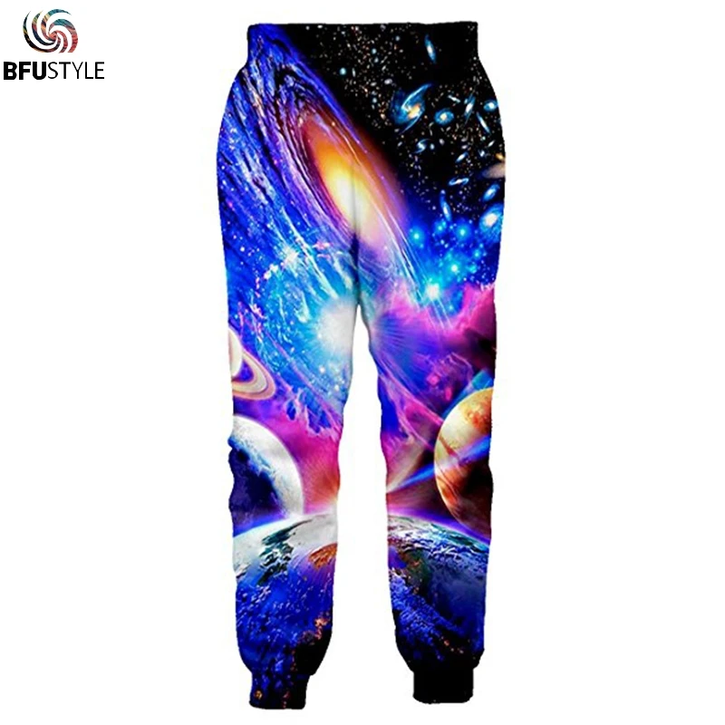 2019 Pantalon Homme уличная одежда брюки Для мужчин Повседневное брюки для бодибилдинга Для мужчин Homme Многоцветная Картина галактические Бегуны