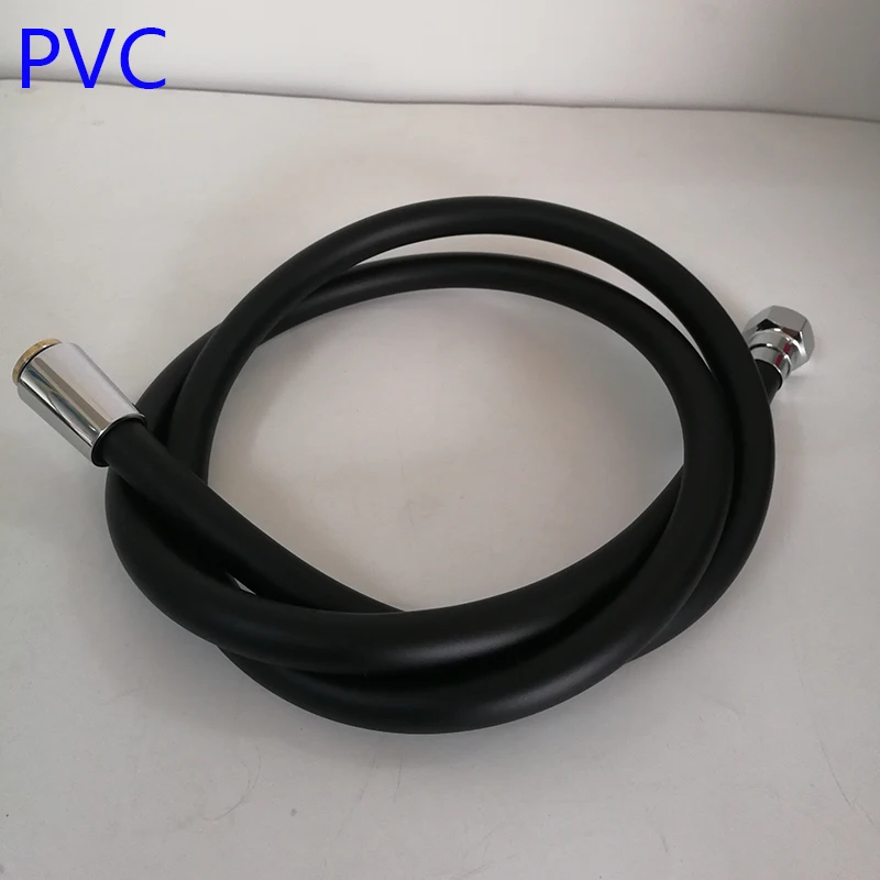 أسود دش خرطوم الفولاذ المقاوم للصدأ PVC أنبوب مرن دش رئيس المياه خرطوم 1.5 m أنبوب السباكة خراطيم الكروم doucheslang 1/2\