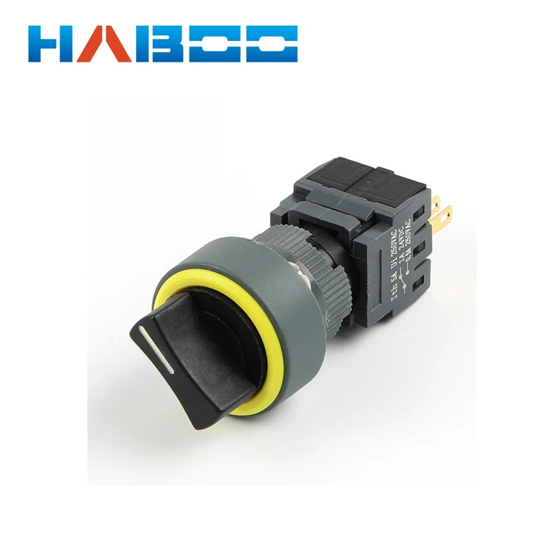 

10pcs/lot dia.16mm rotary switch 2position selector switch 1NO+1NC 5A/250VAC
