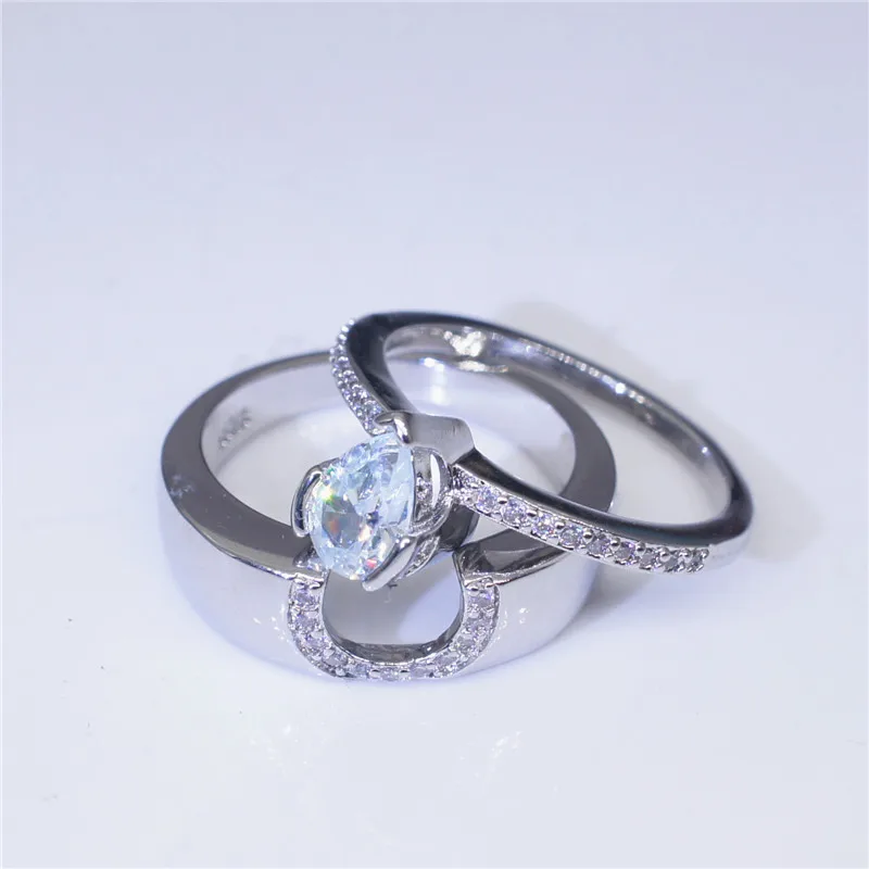 Набор свадебных колец в форме капли, 2 шт./набор, кольцо с фианитами груши, обручальное кольцо для женщин