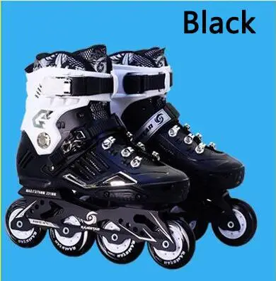 Профессиональные роликовые коньки для взрослых, обувь для катания на роликах высокого качества, раздвижные Фристайл ролики 4 колеса ruedas - Цвет: black