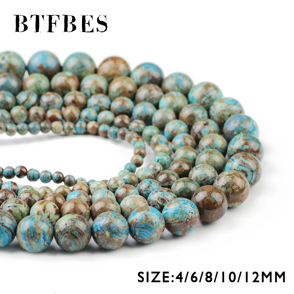 

BTFBES Natural Stone Blue Decorative Pattern Carnelian Ball Beads 4/6/8/10/12MM Round Loose bead For Jewelry Bracelet Making DIY