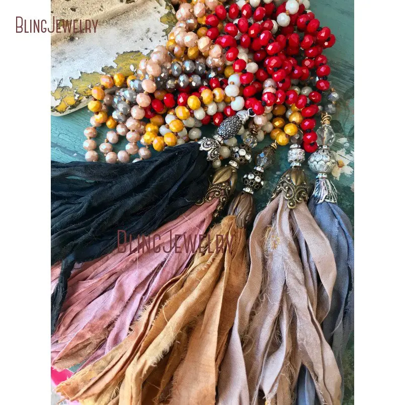 20190301-NM15556-romantic shabby boho chic sari silk tassel necklace jewelry unique accessory simple glam necklace