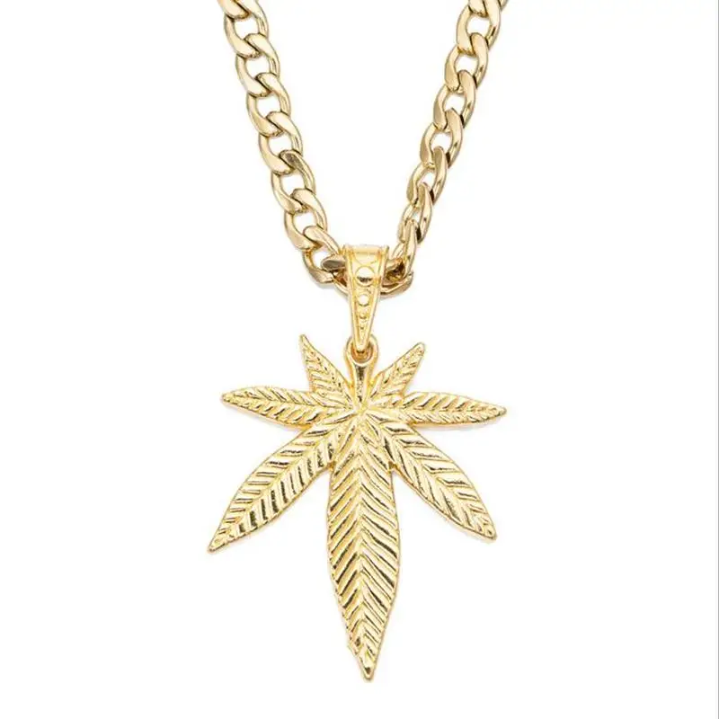 

PJX Maple Leaf Hanging Male Chaos Retro Titanium Steel Mesh Red Accessory Pearl Chain Long Hemp Leaf Non-fading Necklace Hanging