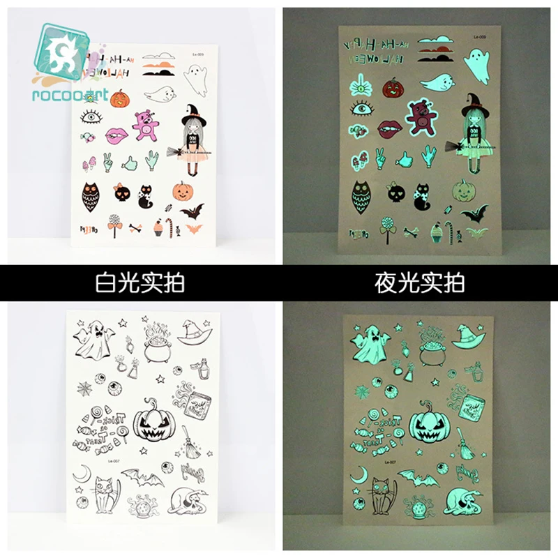 Halloween Luminous Stickers Tattoo Ghost For Kids Toys Fake Tattoo Witch Glowing in Dark Waterproof Temporary Tattoo Stickers Halloween Luminous Stickers Tattoo Ghost For Kids Toys Fake Tattoo Witch Glowing in Dark Waterproof Temporary Tattoo Stickers