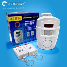 Etiger Wireless PIR/Motion Sensor Alarm + 2 Remote Controls Local Alarm Burglar 105db Siren