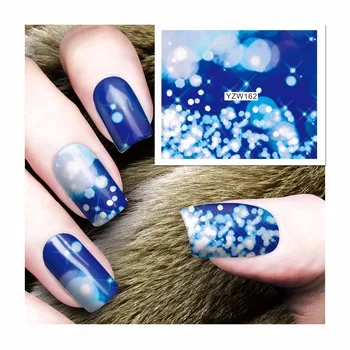 WUF 1 Sheet Nail Sticker Water Decals Blue Magic Star Design Nail Art Water Transfer Stickers For Nails 162