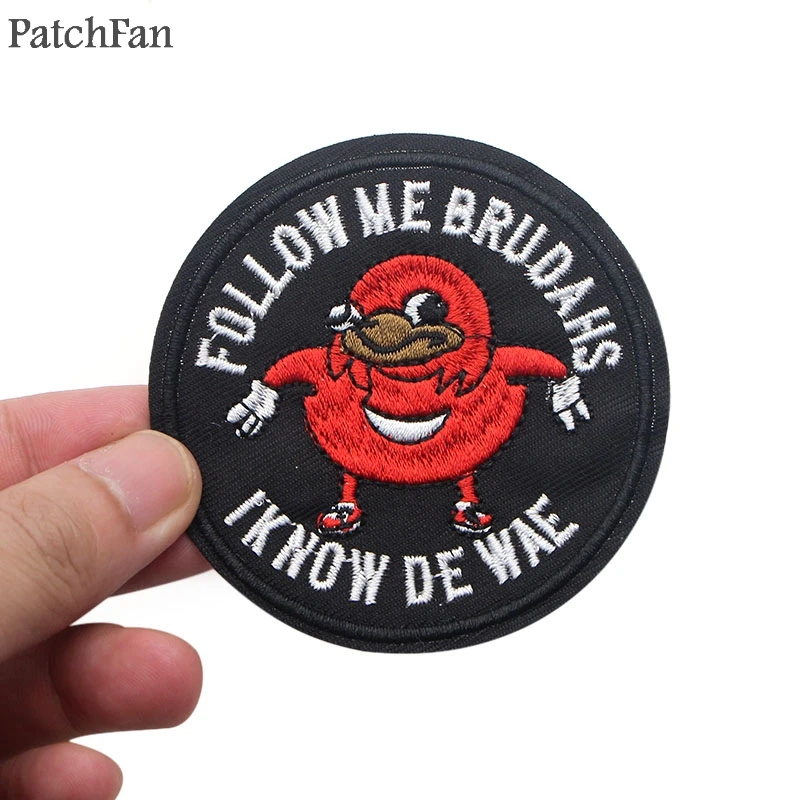 Patchfan Ugandan Knuckles Meme железные нашивки на одежду para diy вышитые значки для шитья аппликация Лоскутные наклейки A1190