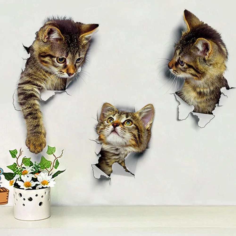 

1/Pc Cats Toilet Switch Stickers Cartoon Switch Protected Wall Stickers Vinyl Decals For Home Poster Mural DIY 3D Vivid Decor