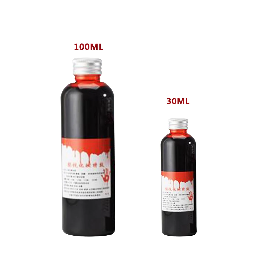 

30ml/ 100ml Halloween Fake Blood Ultra Real Terro Fake Joke Bottles DIY Drips Simulation Props Festival Party Supplies Decor 05