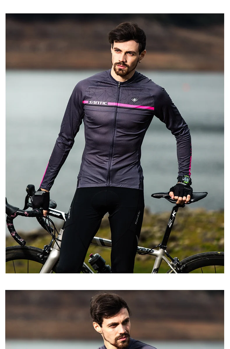Santic Bike Jersey Cycling Clothing Long Sleeves Men MTB Cycle Jersey UV Sun Protection Cycling Pro Downhill Bycicle GYM Clothes (14)