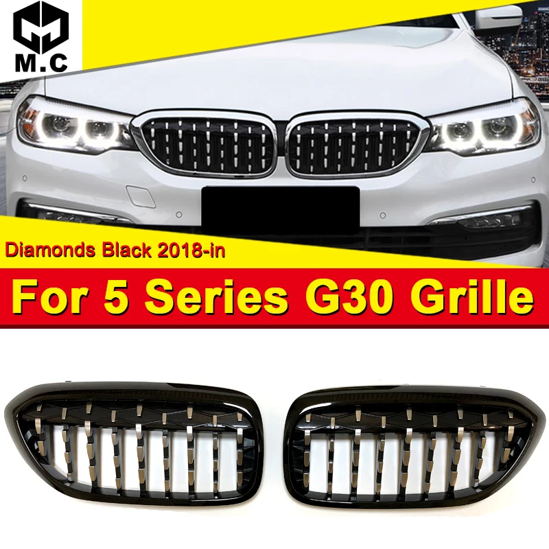 

G30 Pair gloss black Kidney grille grill Diamond style ABS LCI design 5 series 520i 530i 540i Front Bumper Grills 1-Pair 2018-in