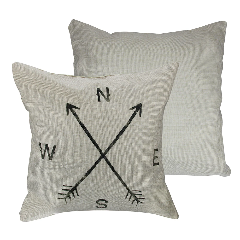 Compass Pattern Square Soft Linen Throw Pillow Case Decor Cushion Covers For Home Sofa Couch Colorful | Дом и сад