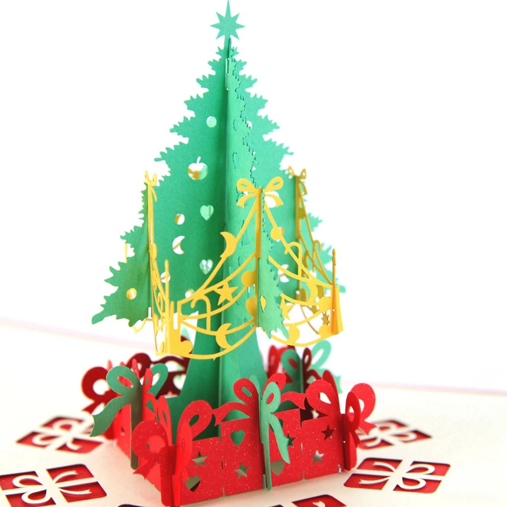 3D Pop Up Рождественская елка подарки карты с конвертом для вечерние приглашения на все случаи