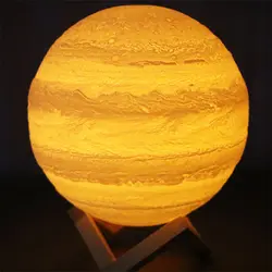 Перезаряжаемые 3D принт Юпитер настольные лампы 2 Цвет изменить сенсорный переключатель для Спальня книжный шкаф Декор ночник творческий