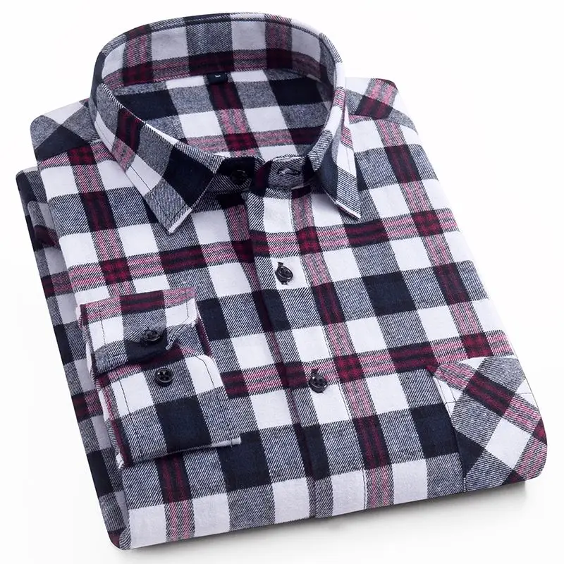 Comfortable Flannel checkered men casual shirts Regular fit long ...