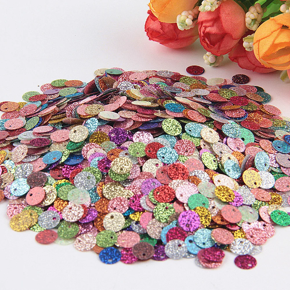 Glitter Sequins 6mm with Flash Powder Mix Flat Round Loose Sequin for