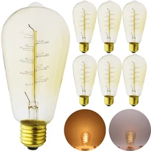 6 шт./партия Эдисон лампы накаливания Ретро Винтаж ламп накаливания вольфрама лампы накаливания E27 40 Вт ST64R лампы для подвесной светильник